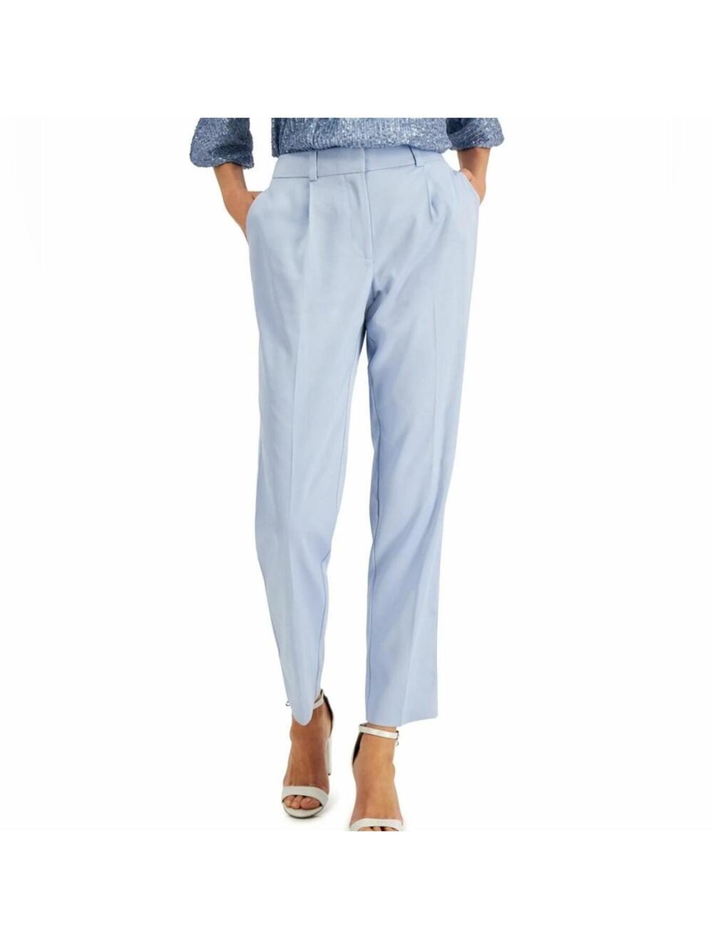 ALFANI 24W Women Ice Blue Satin Straighleg Trouser